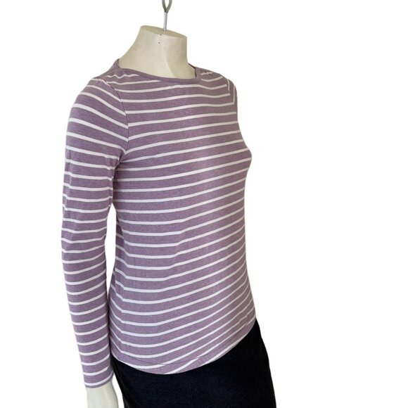 FAT FACE The Classic Breton Tee Shirt in Lilac Mist White Stripe SZ 2 - Picture 4 of 9
